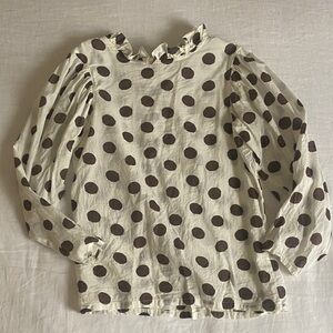 Mabo Polka Dot Kids Blouse - Cream and Brown